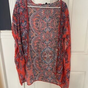 Tolani from Anthropologie Vibrant Paisley kaftan - Orange and Blue